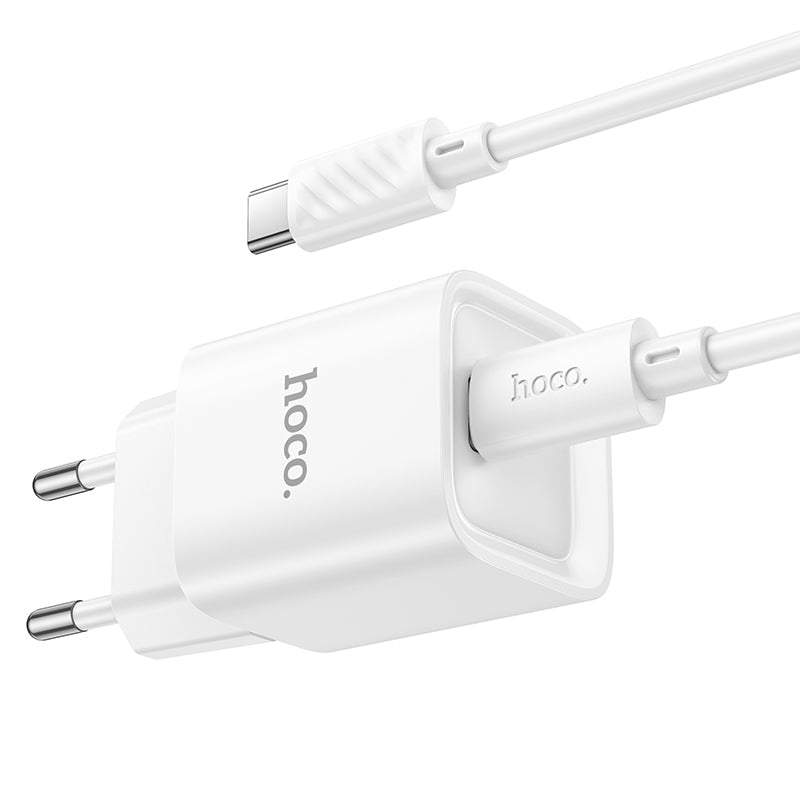 Hoco. C146A Cargador USB-C 20 W PD/QC + Cable Type-C 1 m – Enchufe EU
