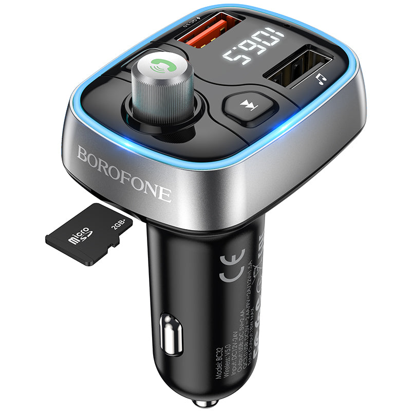 BOROFONE BC32 Transmisor FM Bluetooth Para Coche 2 Puertos USB+QC3.0