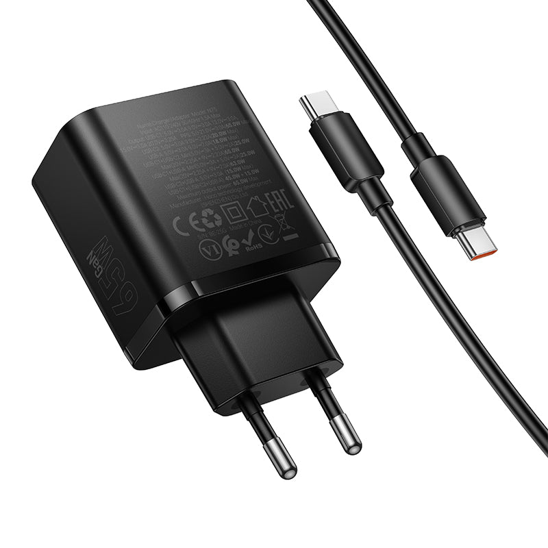 Hoco. N75 Cargador Rápido 65W 2USB-C + USB-A con Cable C-C