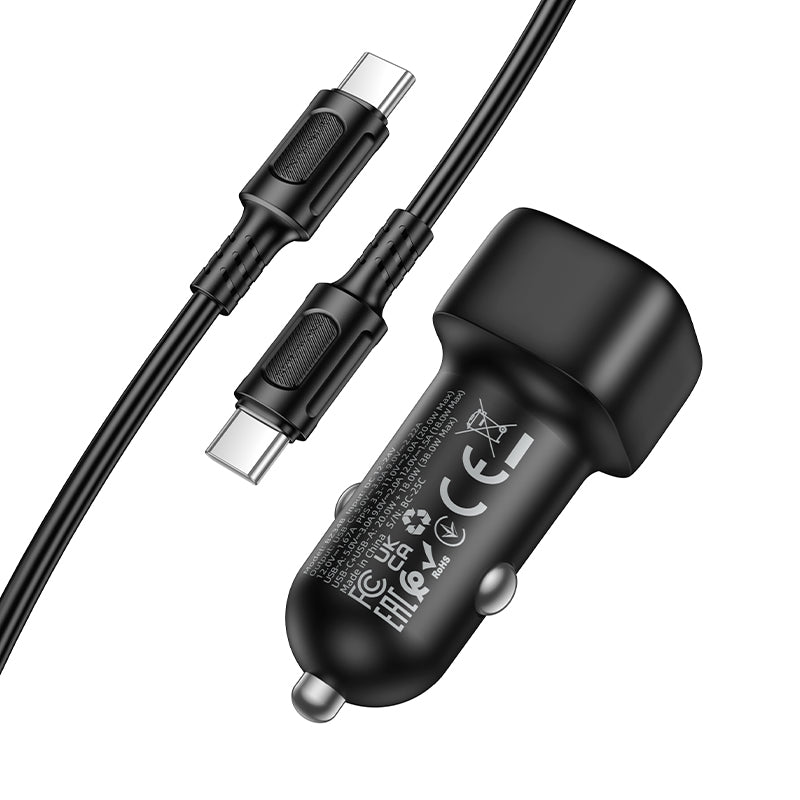 Borofone. BZ34B Cargador de Coche PD38W + QC3.0 con Cable C-C