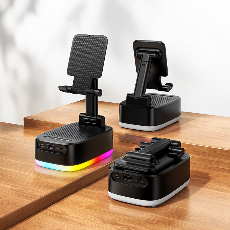 Borofone. BR200 Altavoz Bluetooth 3 en 1 con Soporte Móvil y Power Bank