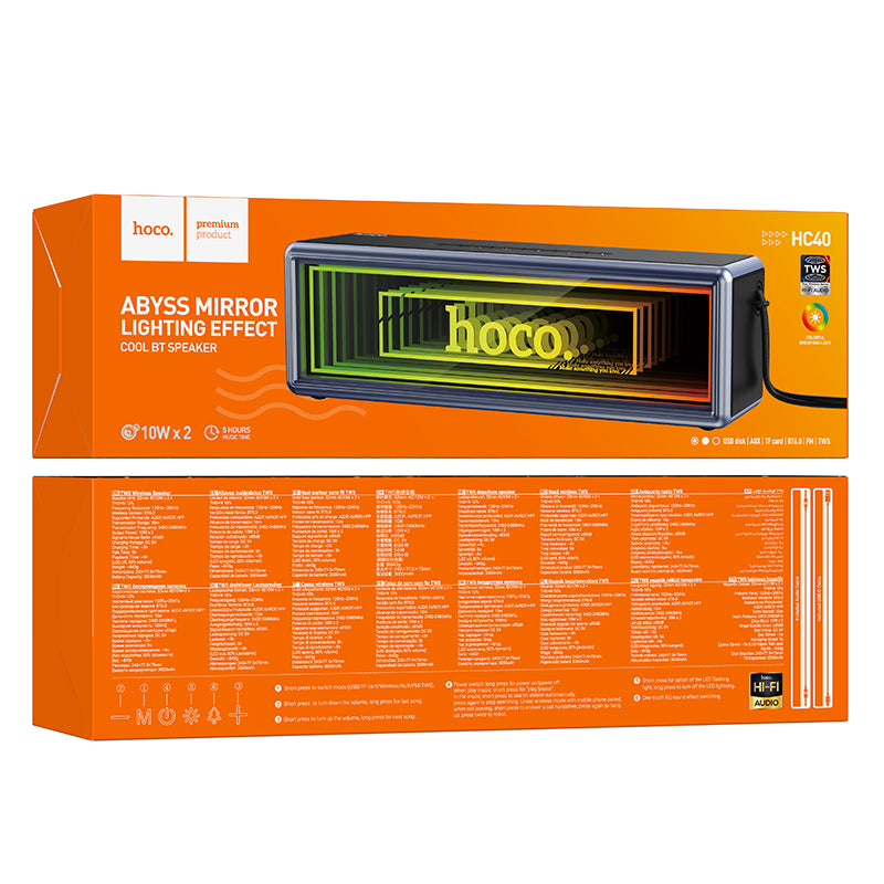 Hoco. HC40 Altavoz Inalámbrico Bluetooth 5.4 20W con Luces