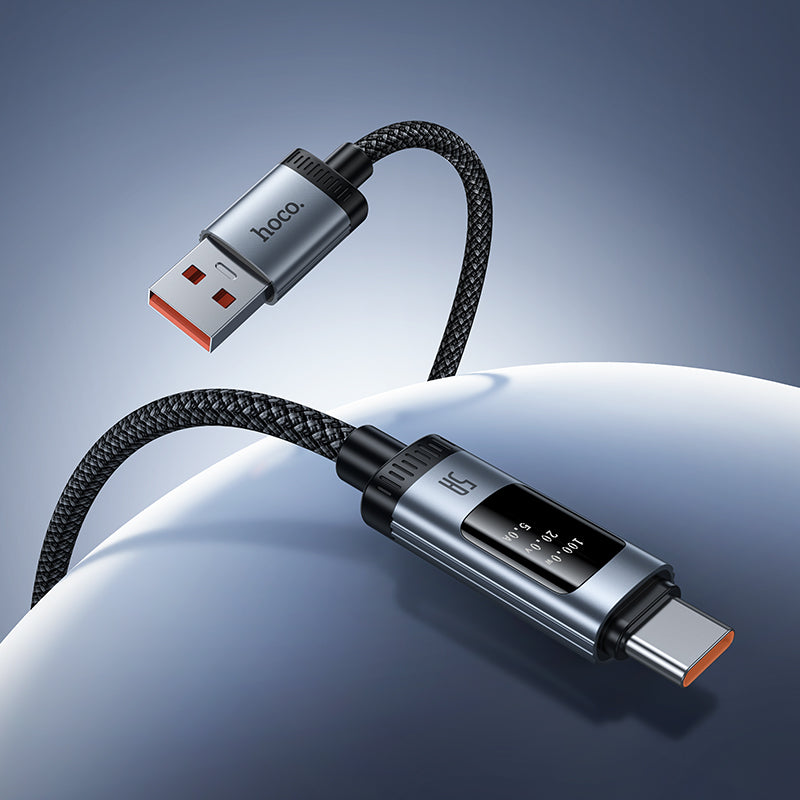 Hoco. U148 Cable USB-A a USB-C Carga Rápida 100W con Pantalla OLED