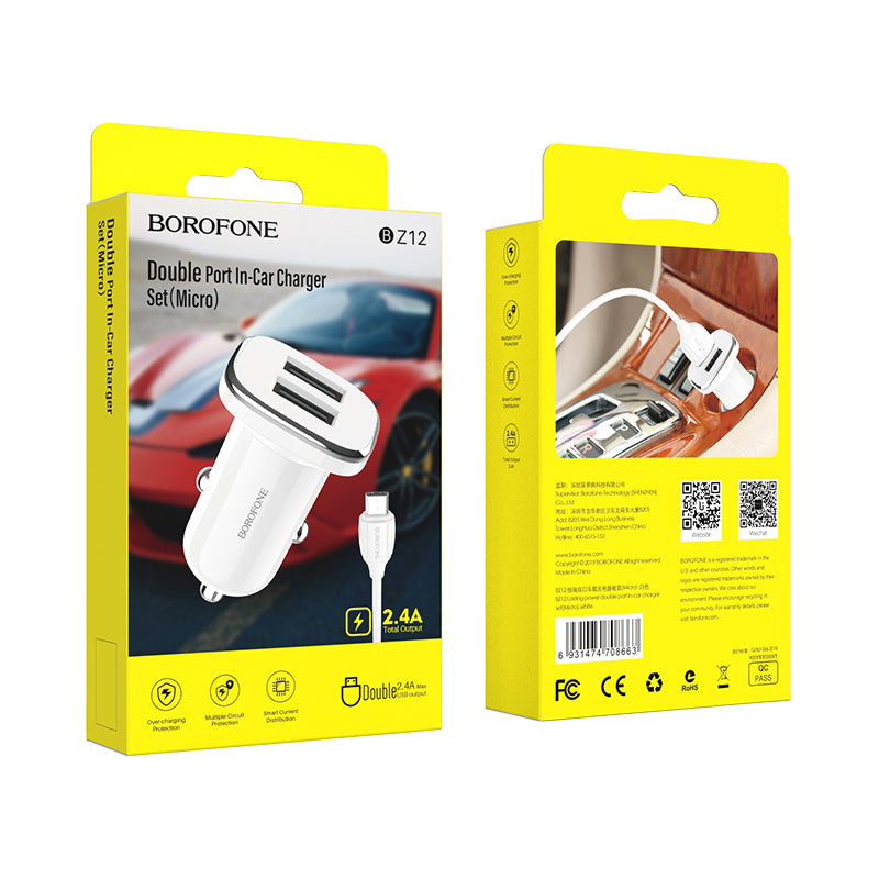 BOROFONE BZ12 Cargador De Coche De Doble Puerto Micro USB