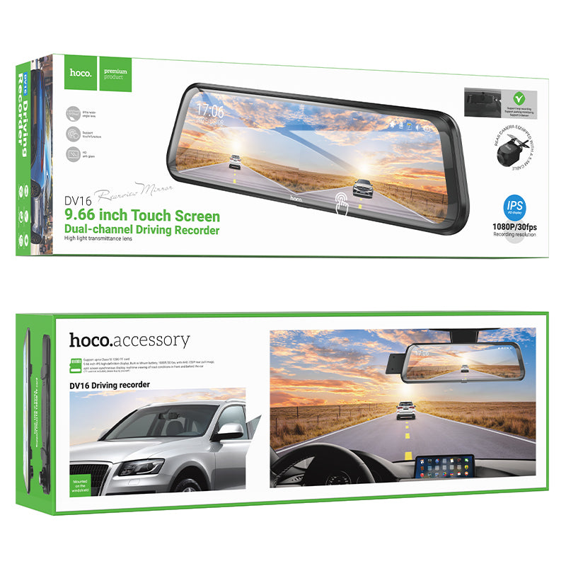 Hoco. DV16 DVR para Coche Doble Canal con Pantalla Táctil 9.66”