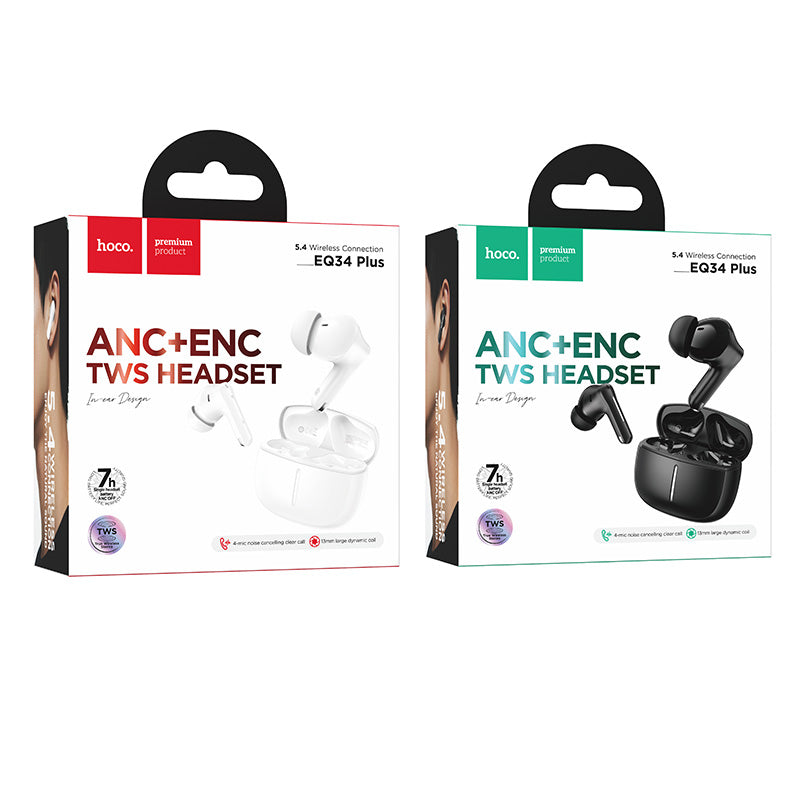 Hoco. EQ34 Plus Auriculares TWS Bluetooth 5.4 con ANC y ENC