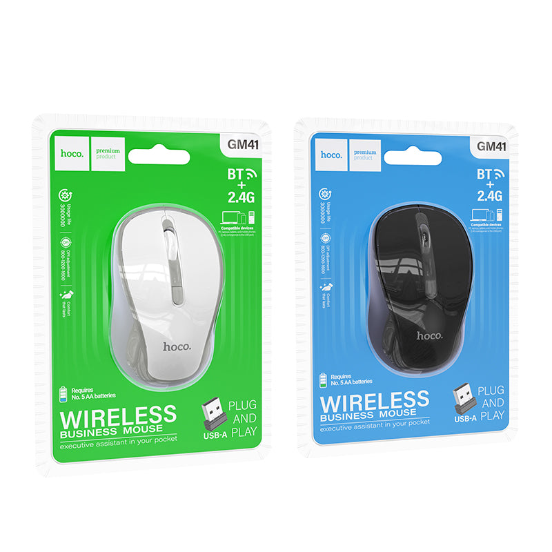 Hoco. GM41 Ratón Inalámbrico Doble Bluetooth y USB 2.4G
