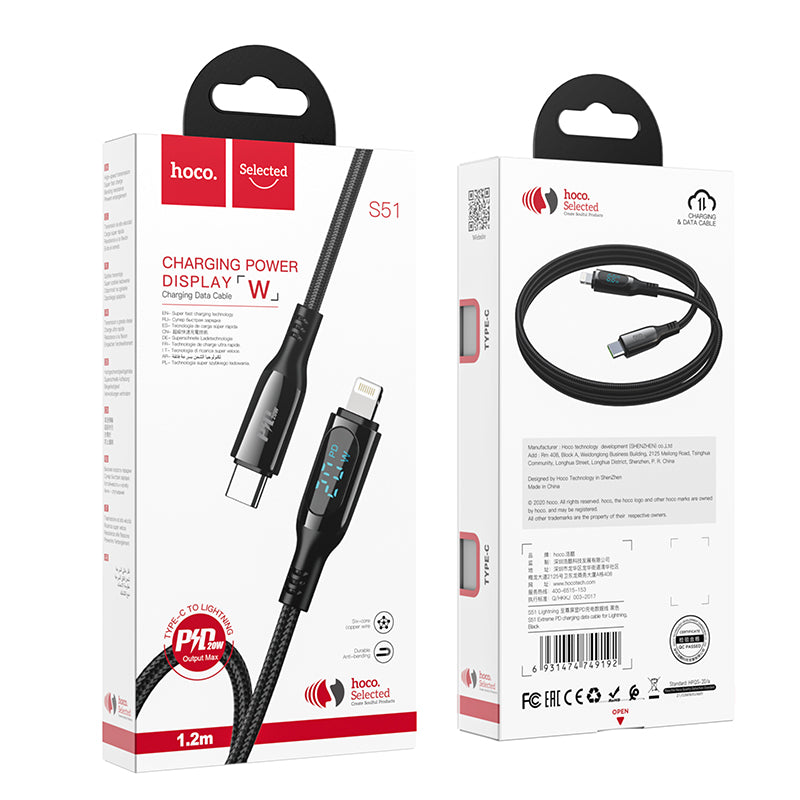 Hoco. S51 Cable De Datos De Carga Extrema 100W Para Tipo C A IPhone