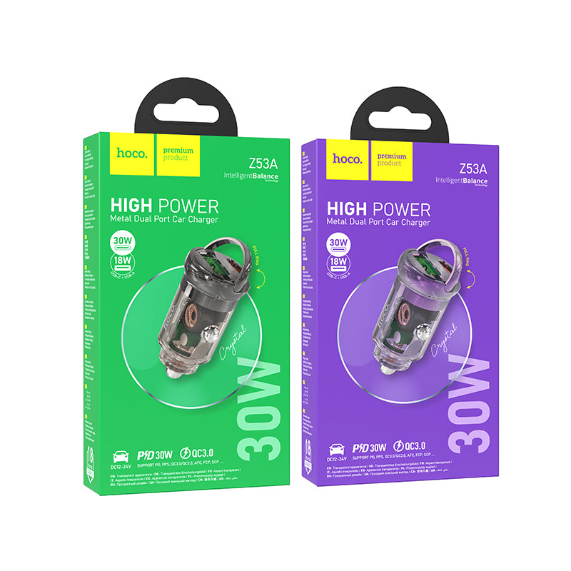 Hoco. Z53 Cargador De Coche Con Doble Puerto PD30W+QC3.0