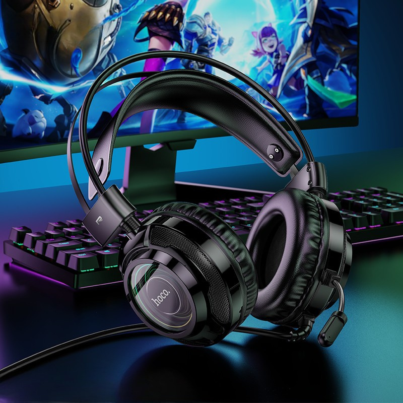 Hoco. W110 Auriculares Gaming con Cable – Iluminación RGB y Micrófono HD