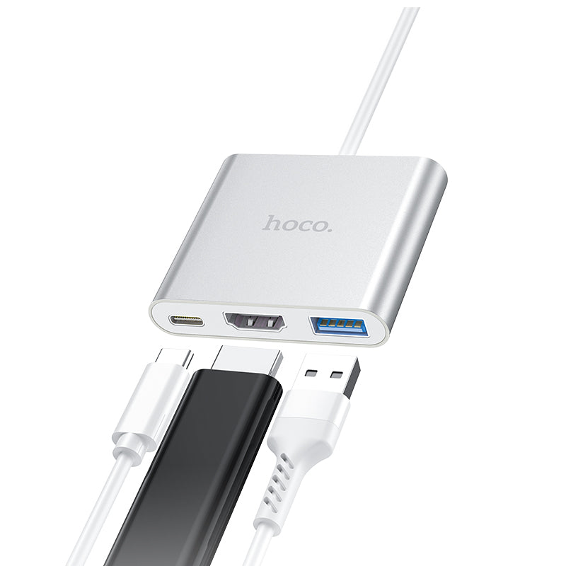 Hoco. HB14 Adaptador Type-C 3 en 1 (USB 3.0 + HDMI + PD 67 W)