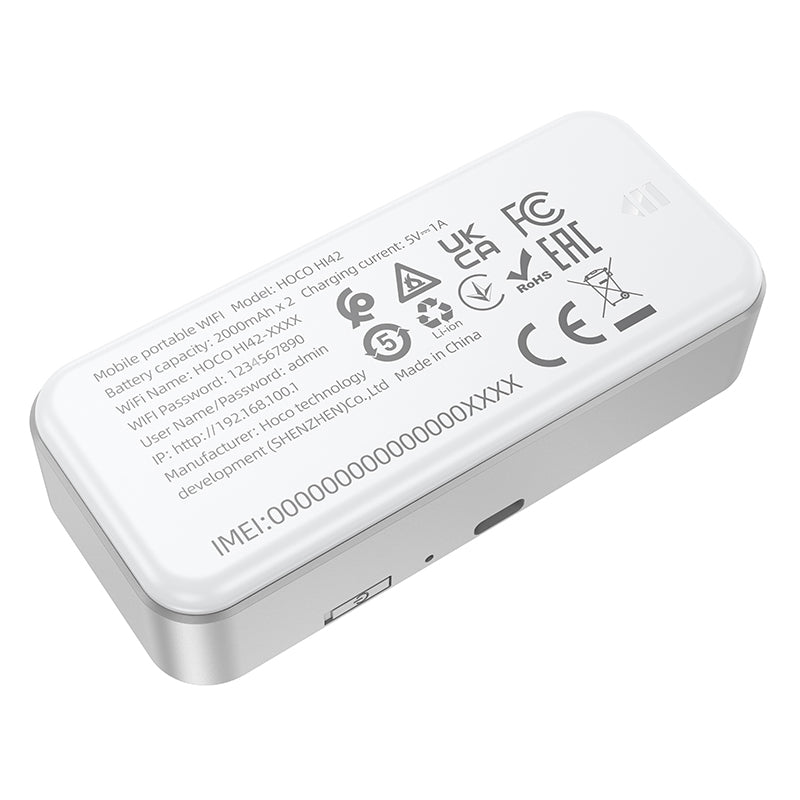 Hoco. HI42 Wi-Fi Portátil 4G con SIM (EU/AS/AF) – Wi-Fi 6