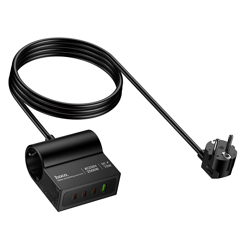 Hoco. HC34 Enchufe de Escritorio – 1x PD 70 W + 3x USB C + 1x A / Multitomas