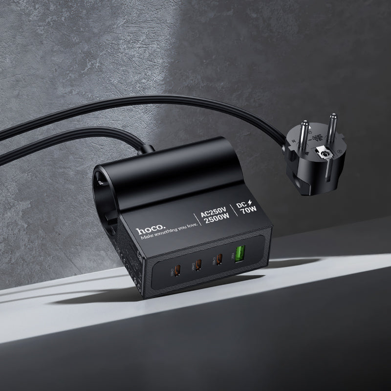 Hoco. HC34 Enchufe de Escritorio – 1x PD 70 W + 3x USB C + 1x A / Multitomas