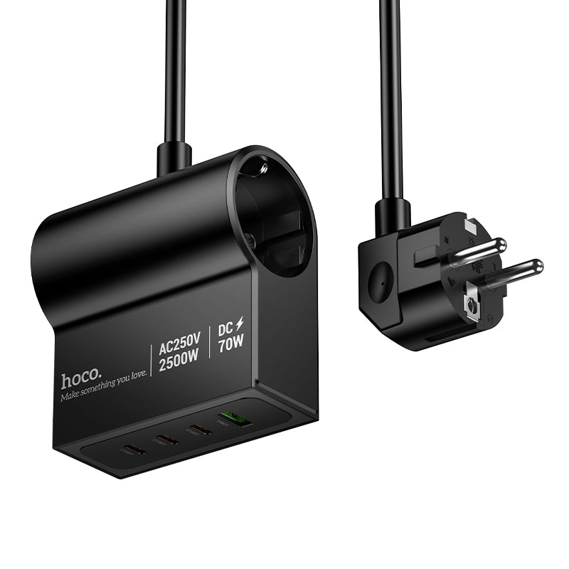 Hoco. HC34 Enchufe de Escritorio – 1x PD 70 W + 3x USB C + 1x A / Multitomas