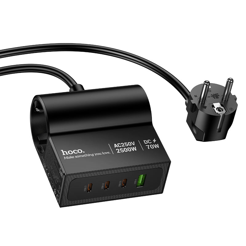 Hoco. HC34 Enchufe de Escritorio – 1x PD 70 W + 3x USB C + 1x A / Multitomas
