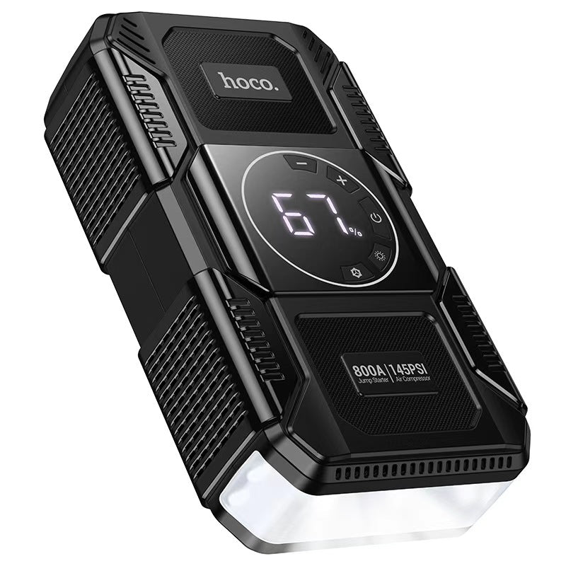 Hoco. QS6 Bomba de Aire Inteligente + Arrancador de Emergencia 8000mAh con Linterna LED