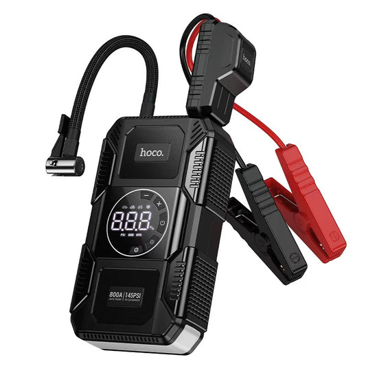 Hoco. QS6 Bomba de Aire Inteligente + Arrancador de Emergencia 8000mAh con Linterna LED