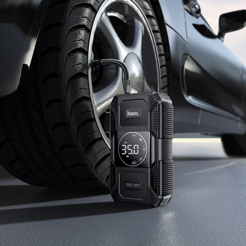 Hoco. QS6 Bomba de Aire Inteligente + Arrancador de Emergencia 8000mAh con Linterna LED