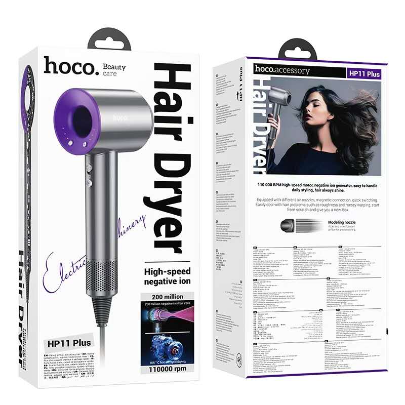 Hoco. HP11 Plus Secador de Pelo Alta Velocidad – 110000 RPM con Iones Negativos