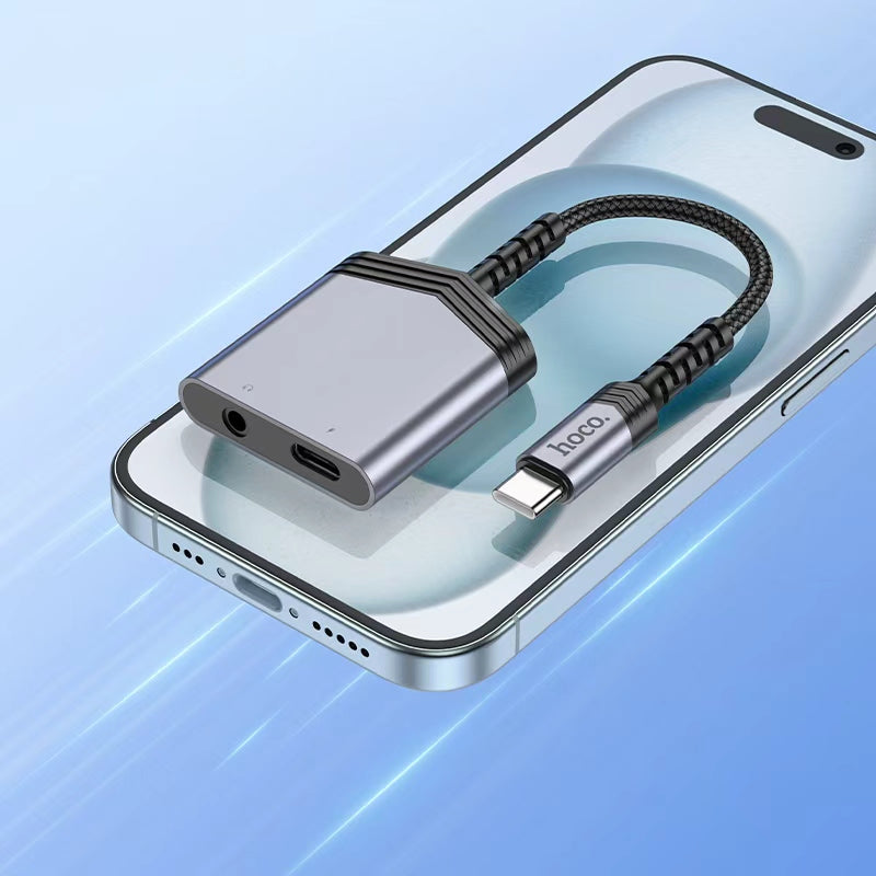 Hoco. LS39 Adaptador Audio USB-C a Jack 3.5mm + USB-C (Carga 27W)