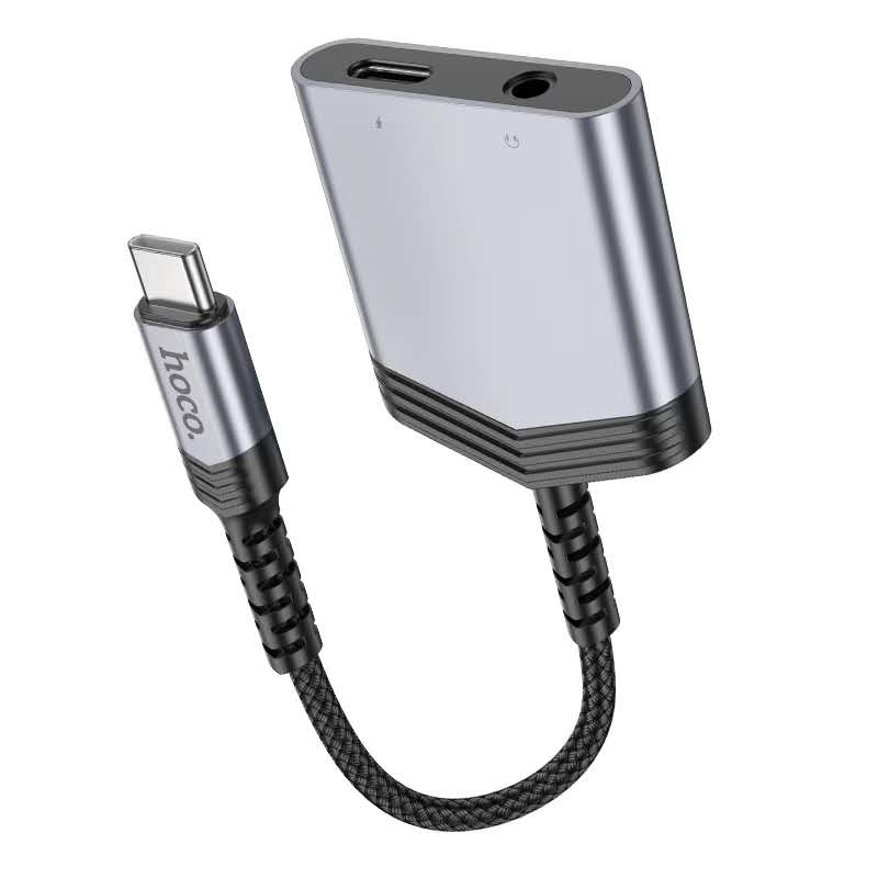Hoco. LS39 Adaptador Audio USB-C a Jack 3.5mm + USB-C (Carga 27W)