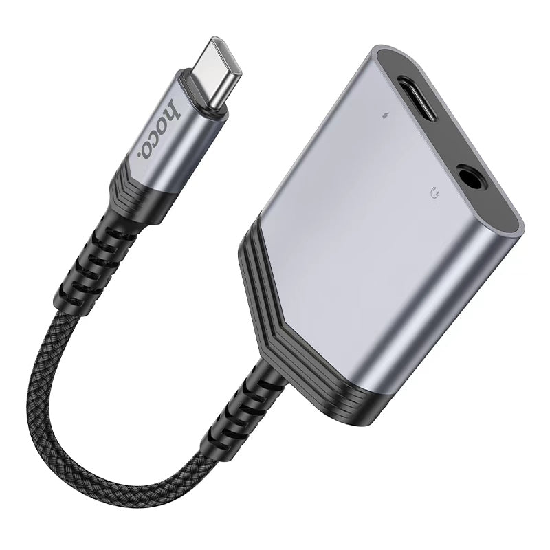 Hoco. LS39 Adaptador Audio USB-C a Jack 3.5mm + USB-C (Carga 27W)