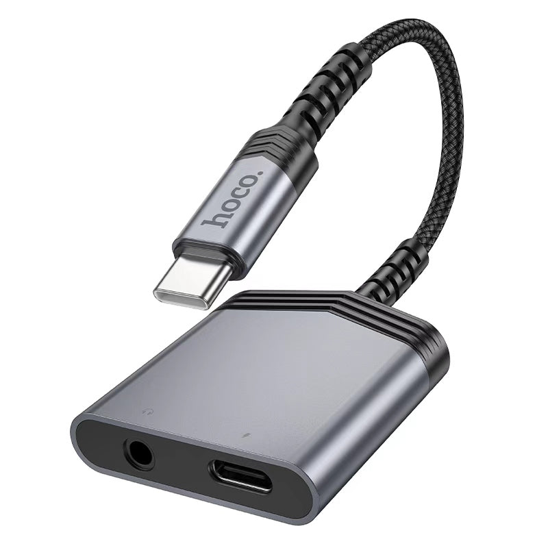 Hoco. LS39 Adaptador Audio USB-C a Jack 3.5mm + USB-C (Carga 27W)