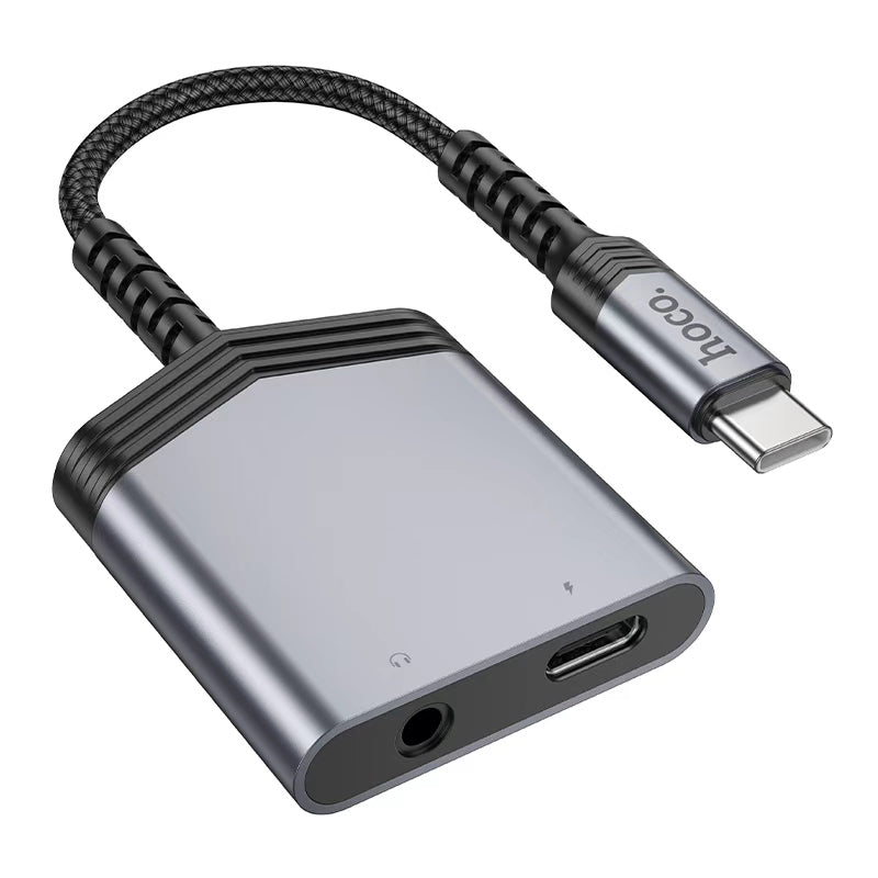 Hoco. LS39 Adaptador Audio USB-C a Jack 3.5mm + USB-C (Carga 27W)