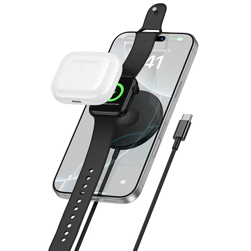 Hoco. BQ41 Cargador Inalámbrico 3 en 1 Magnético – Móvil, Apple Watch y AirPods