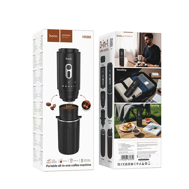 Hoco. HX80 Cafetera Portátil Todo en Uno – Molinillo Integrado 330ml