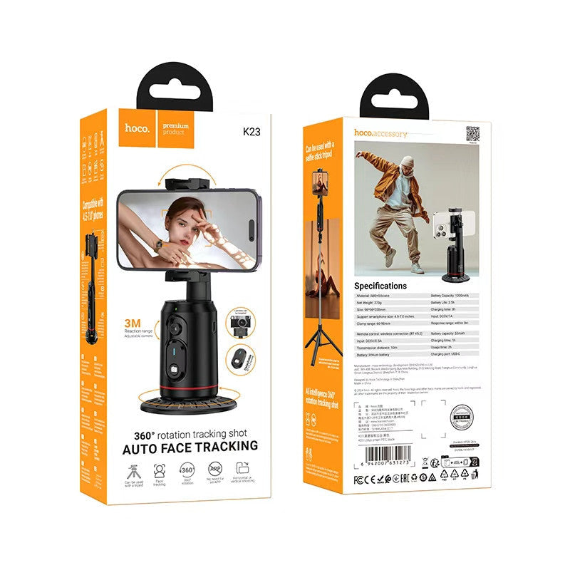 Hoco. K23 Soporte Inteligente con Seguimiento Facial Automático y Control Remoto Bluetooth 5.2