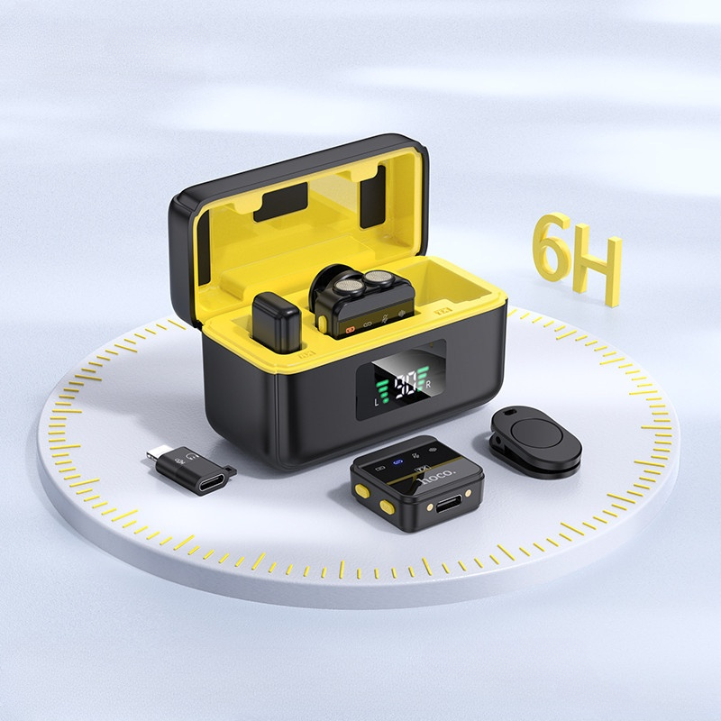 Hoco. L17 Micrófono Inalámbrico Dual - USB-C Y Lightning 6h De Autonomía