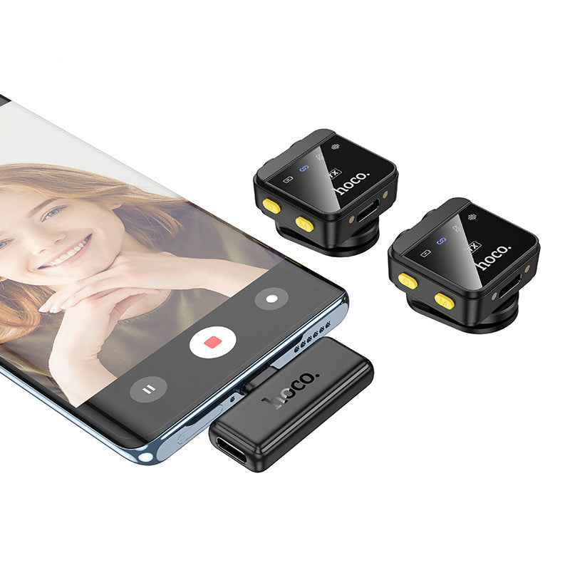 Hoco. L17 Micrófono Inalámbrico Dual - USB-C Y Lightning 6h De Autonomía