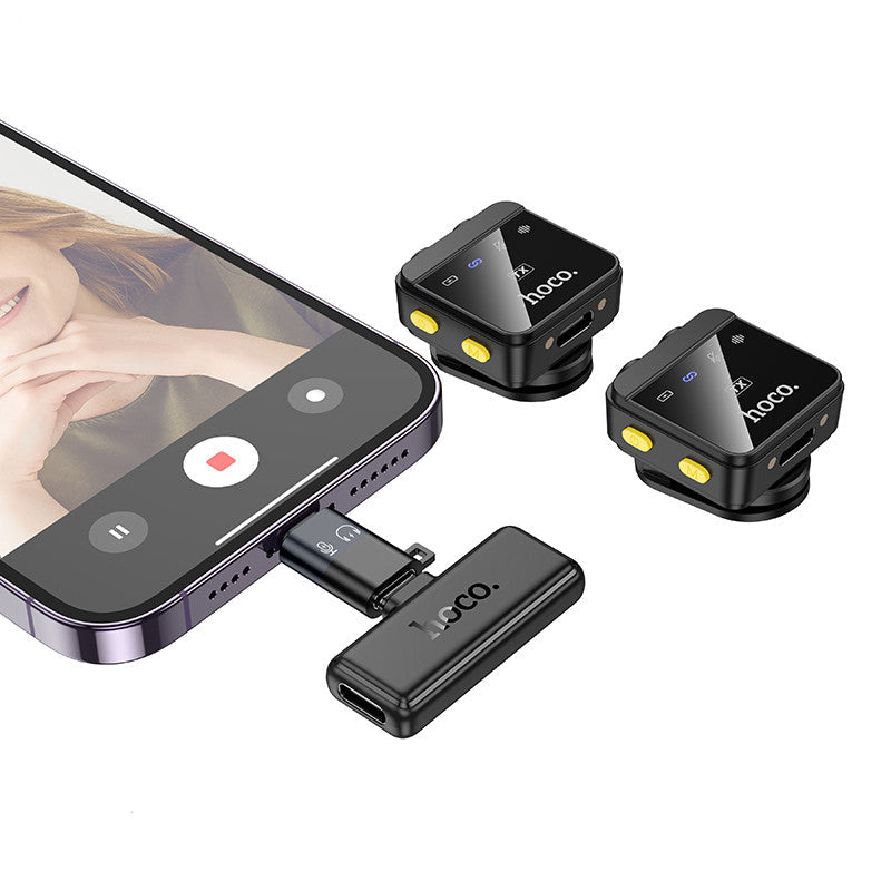 Hoco. L17 Micrófono Inalámbrico Dual - USB-C Y Lightning 6h De Autonomía