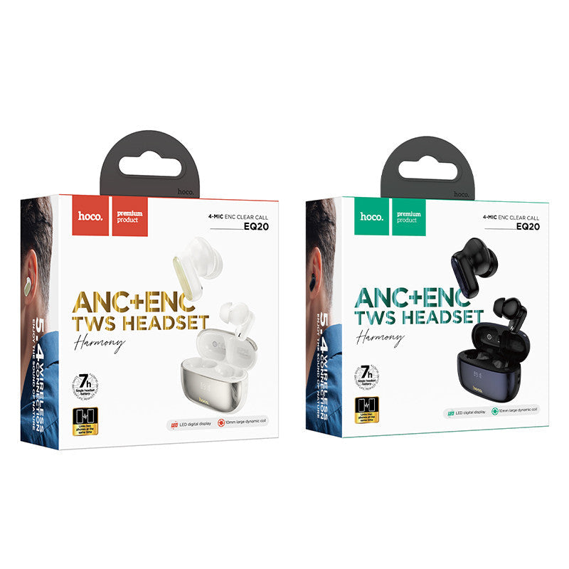 Hoco. EQ20 Auriculares Inalámbricos Bluetooth – ANC+ENC, 7h de Autonomía