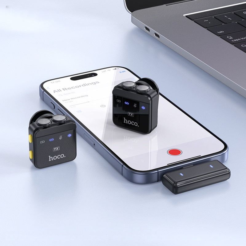 Hoco. L17 Micrófono Inalámbrico Dual - USB-C Y Lightning 6h De Autonomía