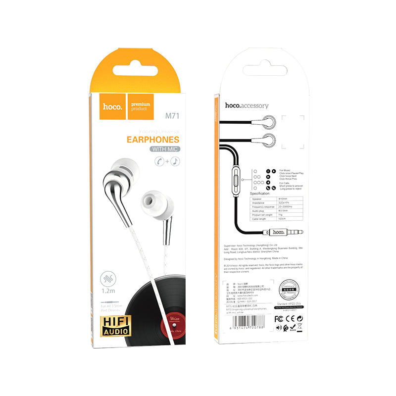Hoco. M71 Auriculares Universales Con Micrófono