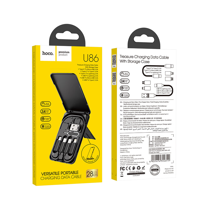 Hoco. U86 Cable De Datos De Carga Treasure Con Estuche De Almacenamiento